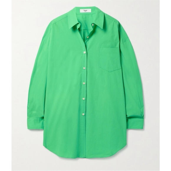 The Frankie Shop -Melody Oversized Organic Cotton-poplin Shirt in Green - Picture 7 of 11